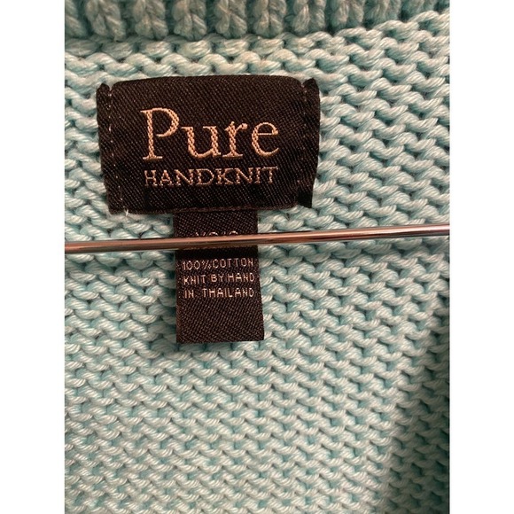 Vintage Pure Handknit Chunky Knit Button Front Crochet Sweater - Picture 13 of 14